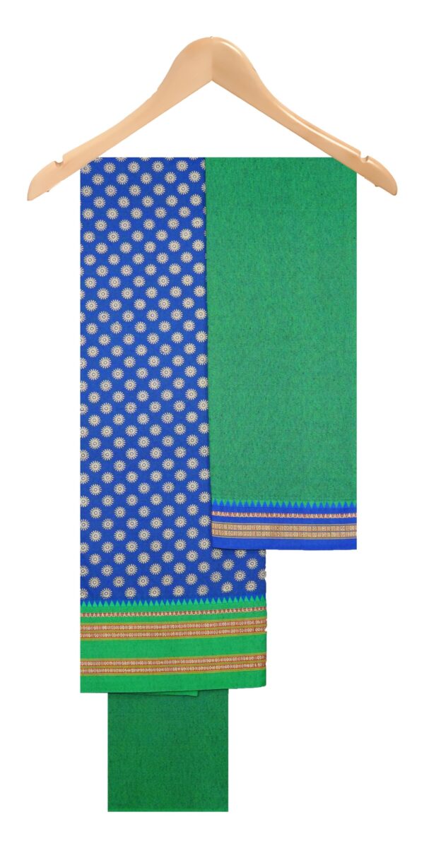 Puneri Mercerised Cotton Suits (Blue-Green)