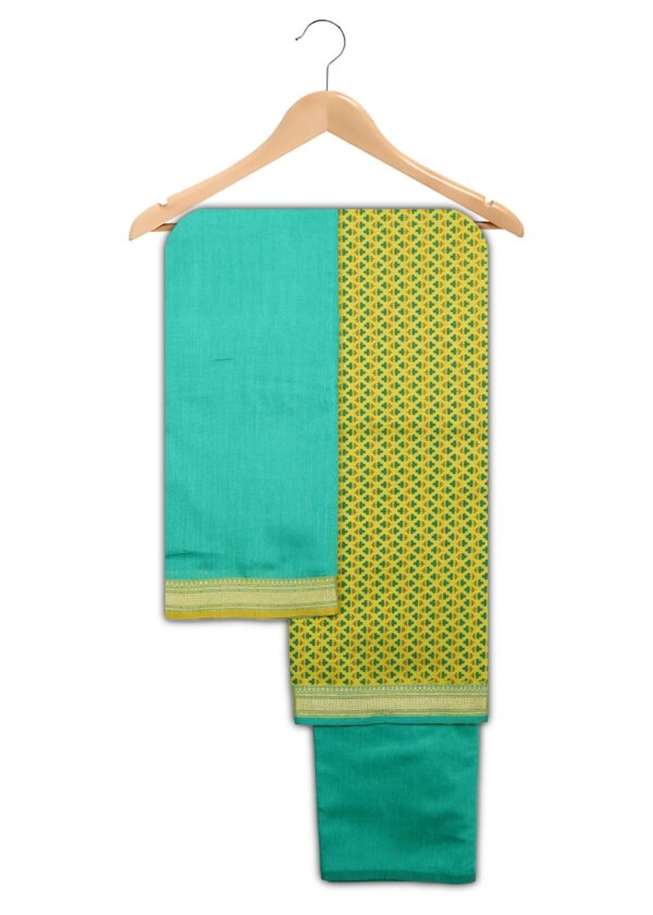 Maheshwari Cotton Silk Suits(Green-Sky-Blue)