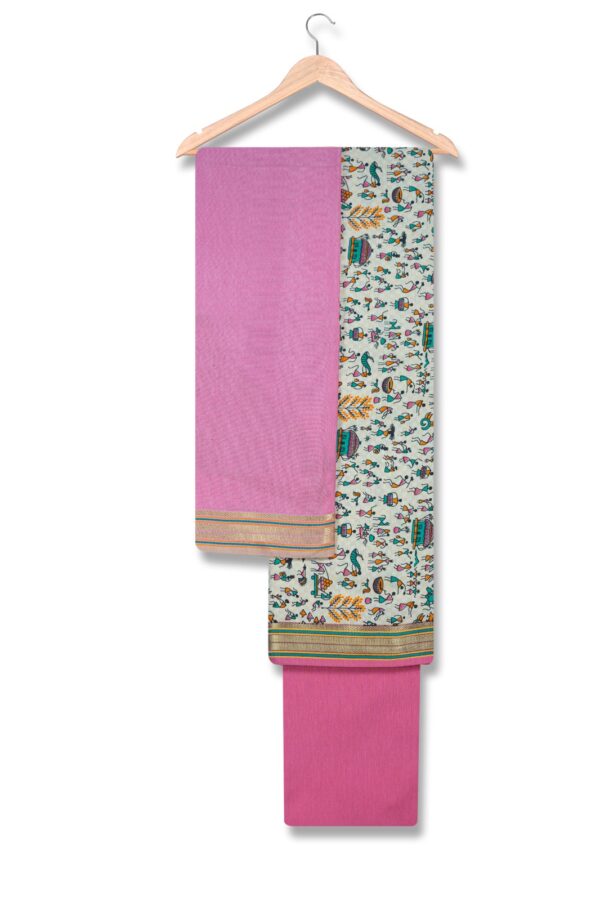 Avantika  Cotton  Modal  Dressmaterial (Tusser-Pink)