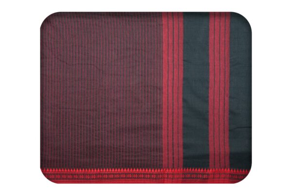 Damini Border Cotton Dress Materials (Red-Black) - Image 2