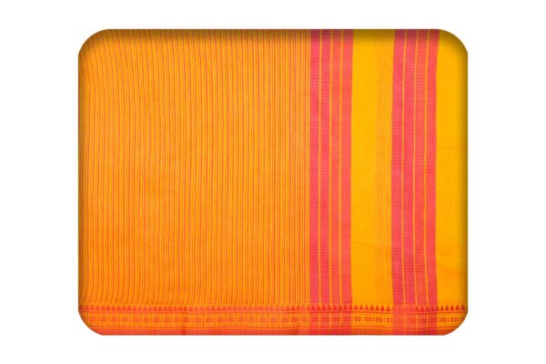 Damini Border Cotton Dress Materials (Red-Yellow) - Image 2