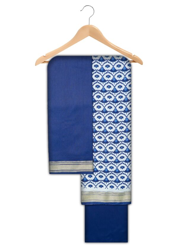 Indigo Cotton Modal Dress Material (Design-4)