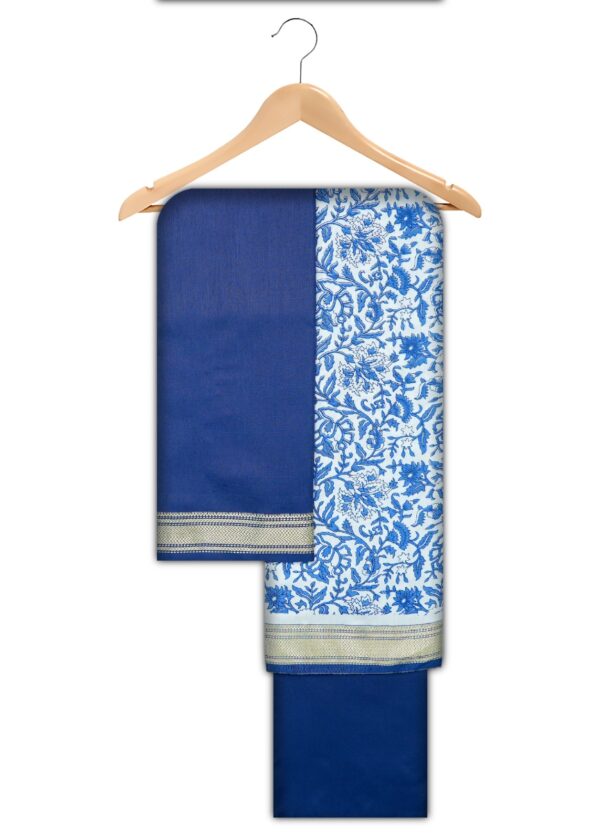 Indigo Cotton Modal Dress Material (Design-7)