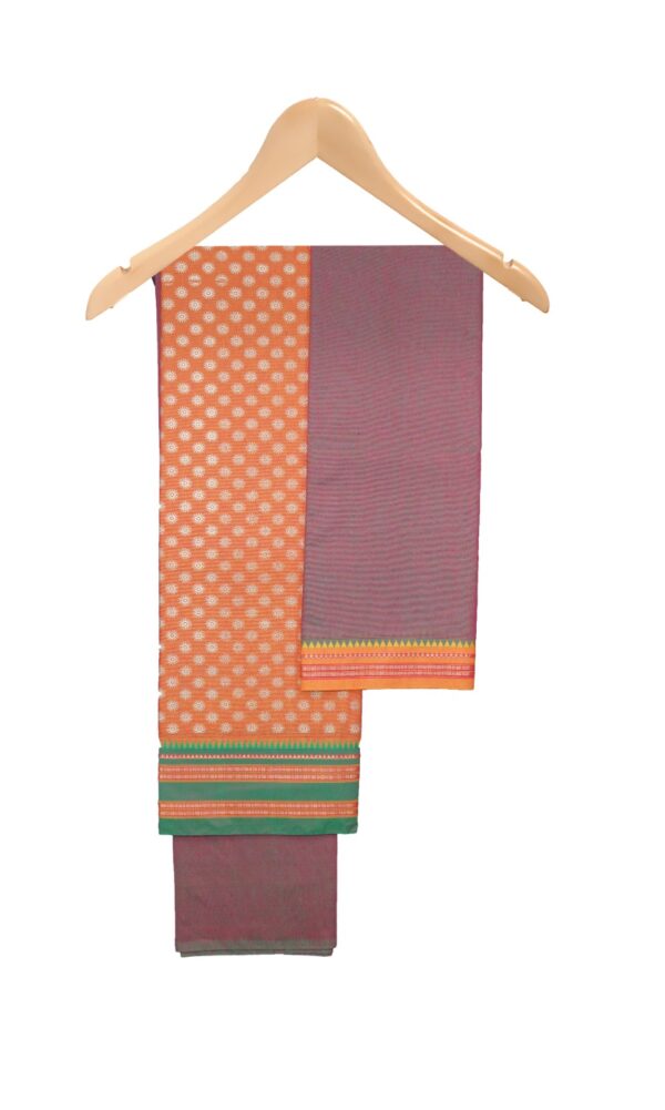 Puneri Mercerised Cotton Suits (Orange-Maroon)