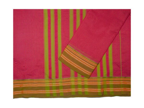 Poona Narayan Peth  Border Cotton Saree (Red-Shewali) - Image 4