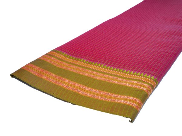 Poona Narayan Peth  Border Cotton Saree (Red-Shewali) - Image 3