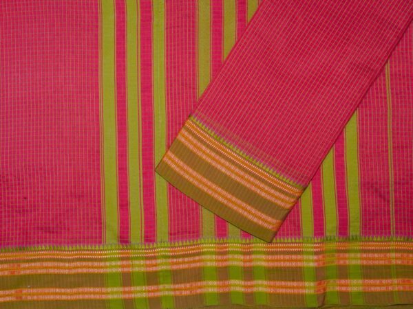 Poona Narayan Peth  Border Cotton Saree (Red-Shewali) - Image 2