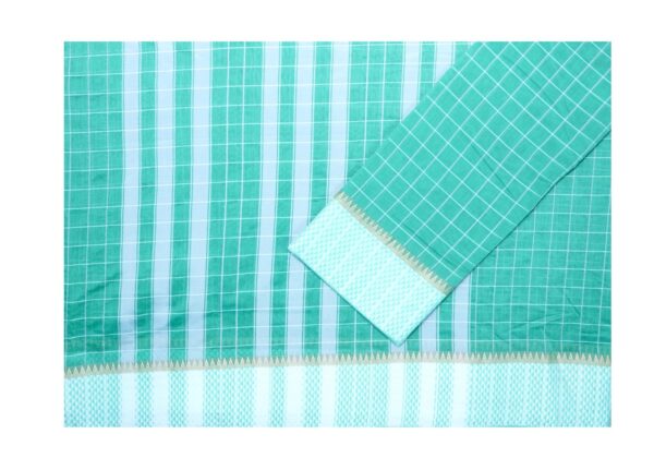 Poona Diamond   Border Cotton Checks  Saree - Image 4