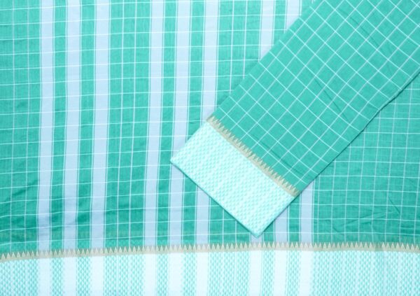 Poona Diamond   Border Cotton Checks  Saree - Image 3