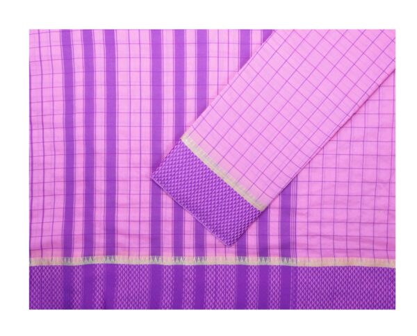 Poona Diamond   Border Cotton Checks  Saree - Image 4