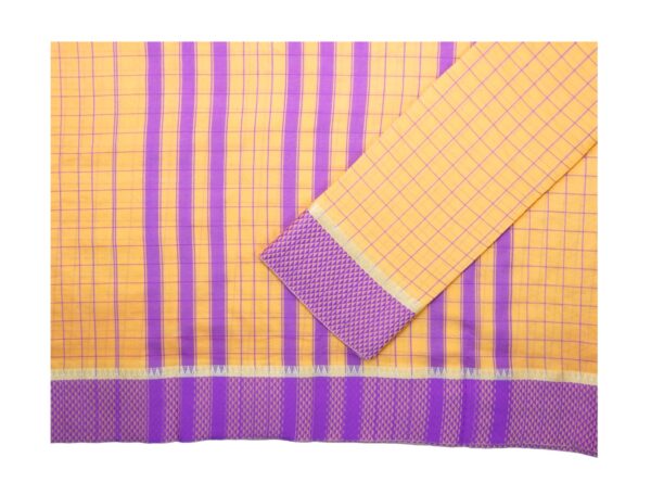 Poona Diamond   Border Cotton Checks  Saree - Image 2