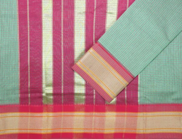 Poona Paithani Cotton Saree(Pista-Red) - Image 3