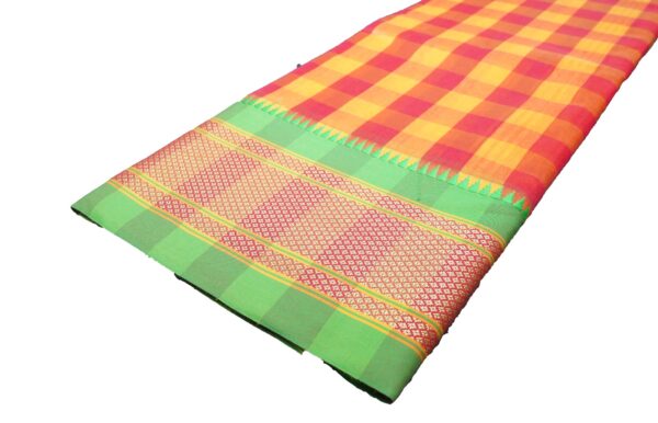 Poona Paithani Cotton Saree(Red-Green) - Image 2