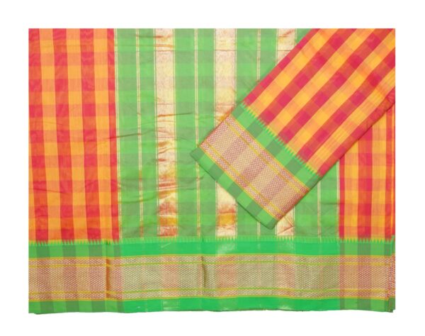 Poona Paithani Cotton Saree(Red-Green) - Image 3