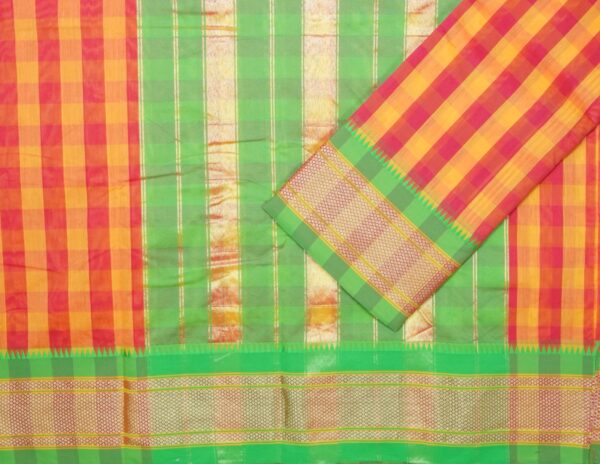 Poona Paithani Cotton Saree(Red-Green) - Image 4