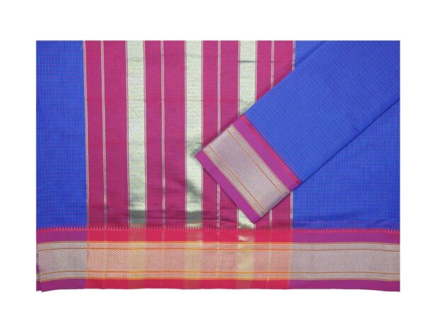 Poona Paithani Cotton Saree(Blue-Rani) - Image 2