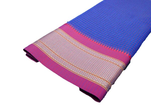 Poona Paithani Cotton Saree(Blue-Rani) - Image 3