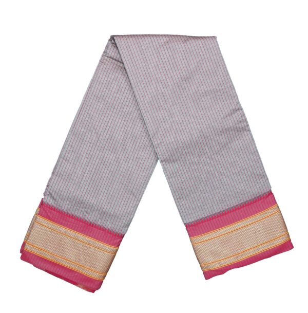 Poona Paithani Cotton Saree(Grey-Red)