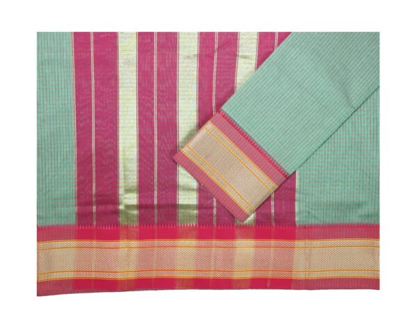 Poona Paithani Cotton Saree(Pista-Red) - Image 4