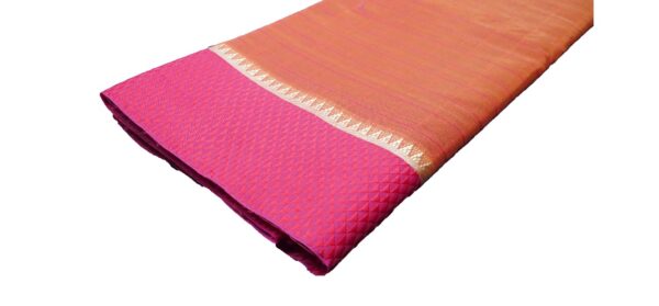 Poona Diamond Border Cotton Checks Saree (Maroon-Red) - Image 2