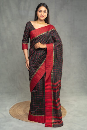 POONA DIAMOND BORDER COTTON CHECKS SAREE