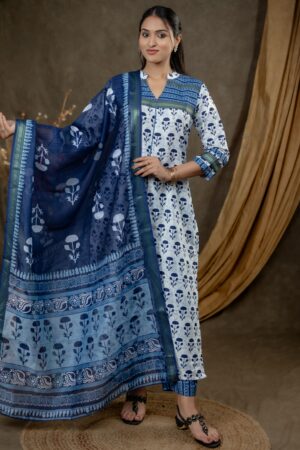 INDIGO COTTON PRINTED SUITS - PRINT 1