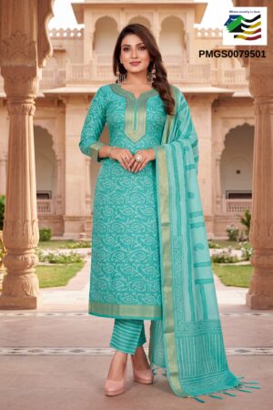 POONA MANGALGIRI BORDER COTTON 3PCS PRINTED DRESS MATERIALS