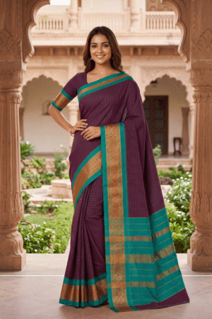 POONA PAITHANI COTTON CHECKS SAREE
